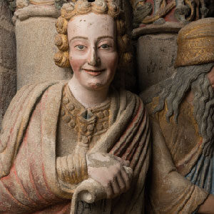 Detail from the column statue of the prophet Daniel after restoration