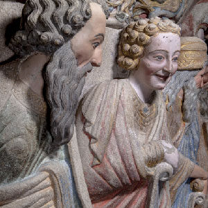 Detail of Daniel’s smile in the Portico of Glory