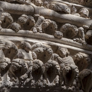 Detail from the archivolts of the arch on the left